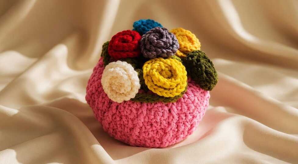 Häkelanleitung Blumenstrauß Flaschenhülle PDF & Video-Tutorial
