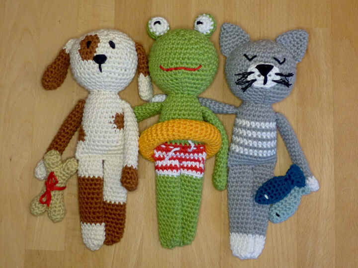 Häkelanleitung Schlenkertiere Hund, Katze, Frosch, Kuscheltier, Spielzeug
