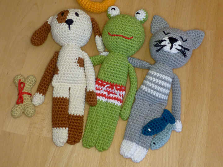 Häkelanleitung Schlenkertiere Hund, Katze, Frosch, Kuscheltier, Spielzeug