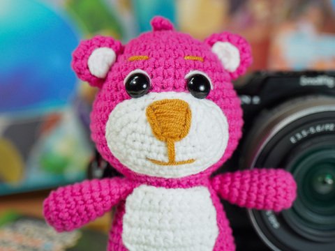 Pink Bear keychain PDF pattern