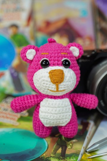 Pink Bear keychain PDF pattern