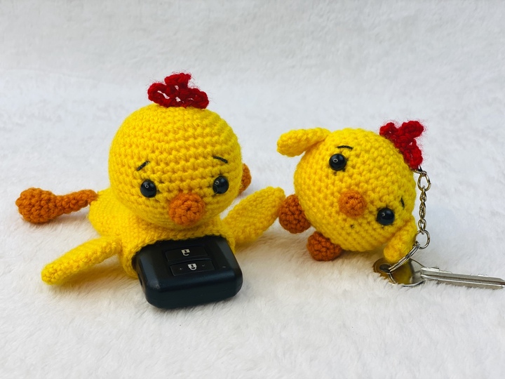 Küken Schlüsselanhänger Häkelmuster, Autoschlüssel Tasche Amigurumi