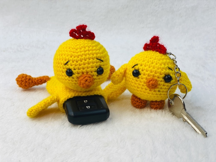Küken Schlüsselanhänger Häkelmuster, Autoschlüssel Tasche Amigurumi