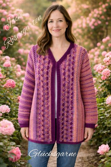 Häkelanleitung Jacke Rosengarten