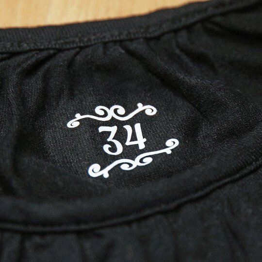 Größenlabel Etiketten Schnörkel 1 für Erwachsene Plotterdatei
