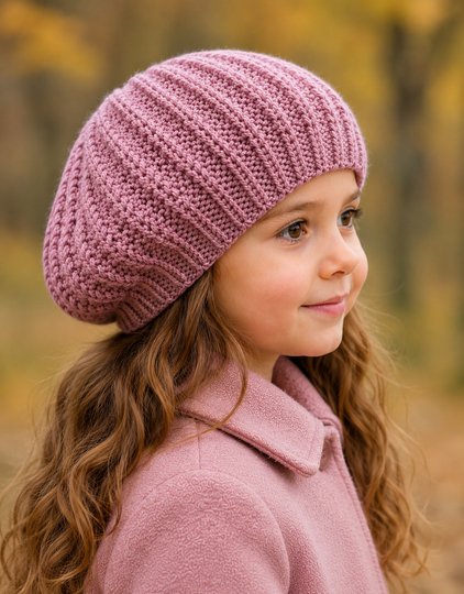 Rosy Dreams Beret for Girls – Knitting Pattern