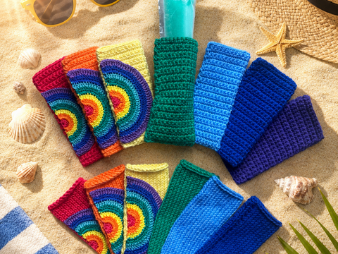Wassereishülle Regenbogen gehäkelt und gestrickt
