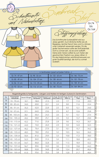 E-Book Schnittmuster SunbreakShirt Gr. 74 bis 164