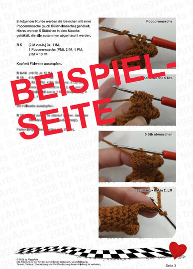 Mini-Dackel ohne Zusammennähen - Häkelanleitung von NiggyArts