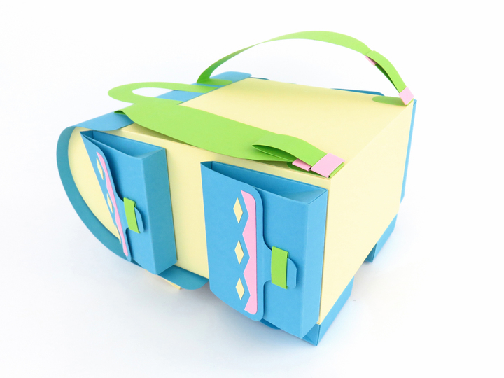 Geschenktasche – Schulranzen mit Außentaschen – Bastelvorlagen u. Anleitung