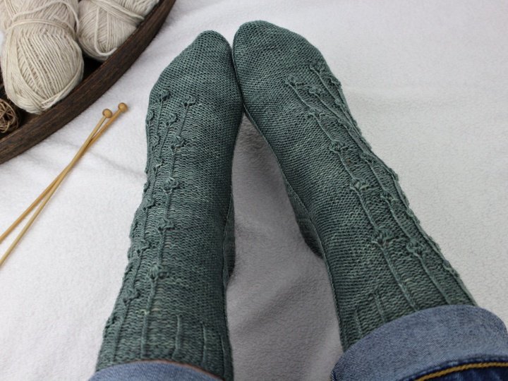 Textured Socks Knitting Pattern PDF with Heel Flap and Toe Shaping