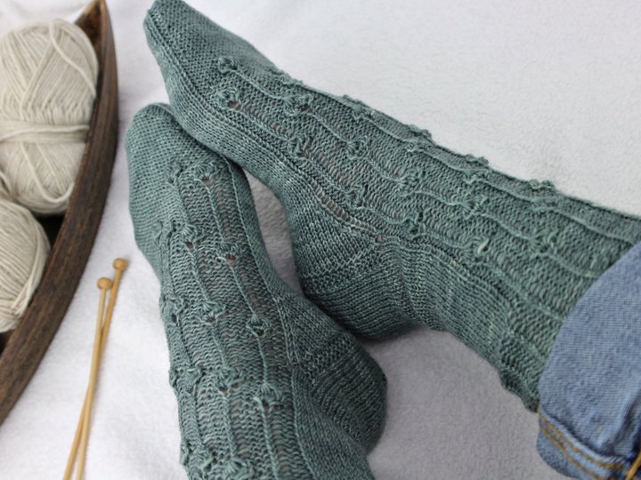 Textured Socks Knitting Pattern PDF with Heel Flap and Toe Shaping