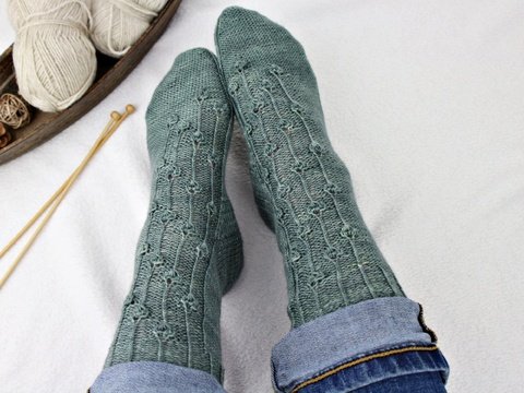 Textured Socks Knitting Pattern PDF with Heel Flap and Toe Shaping