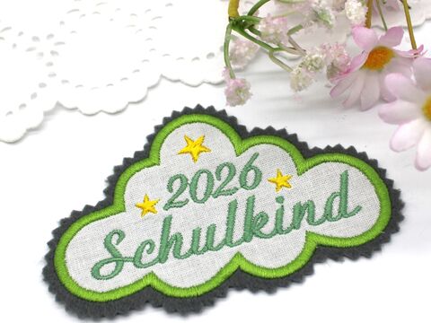 Stickdatei Schulanfang 2026 2027 Applikation Wolke 10x10cm