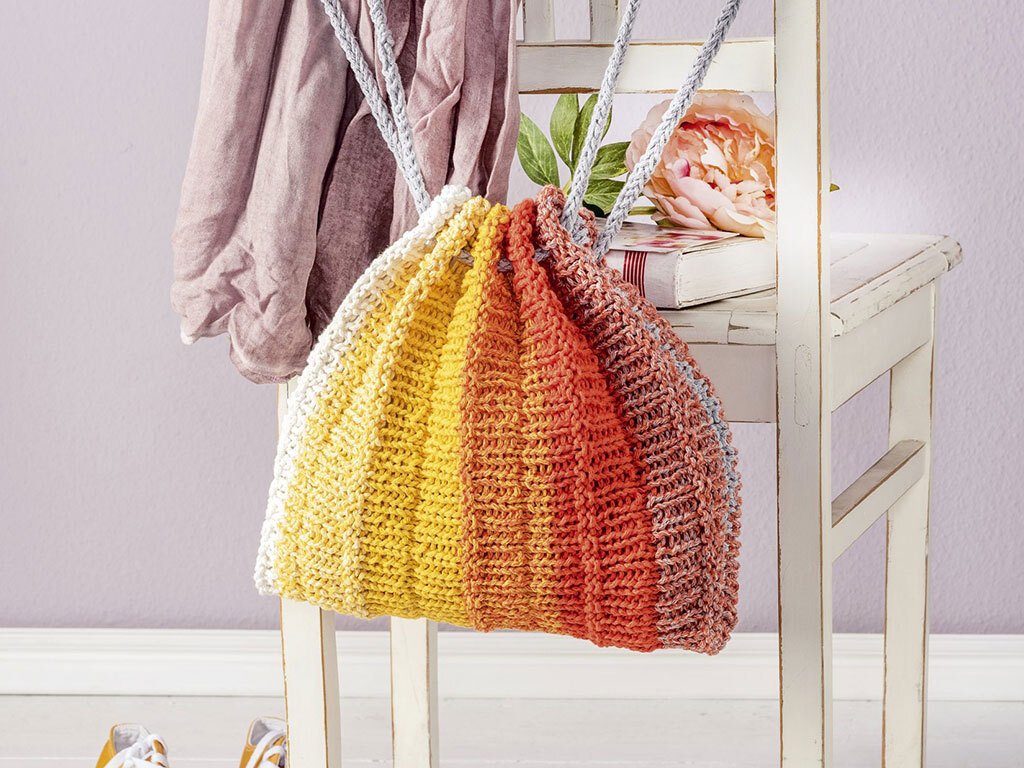 Rucksack-Beutel, gestrickt