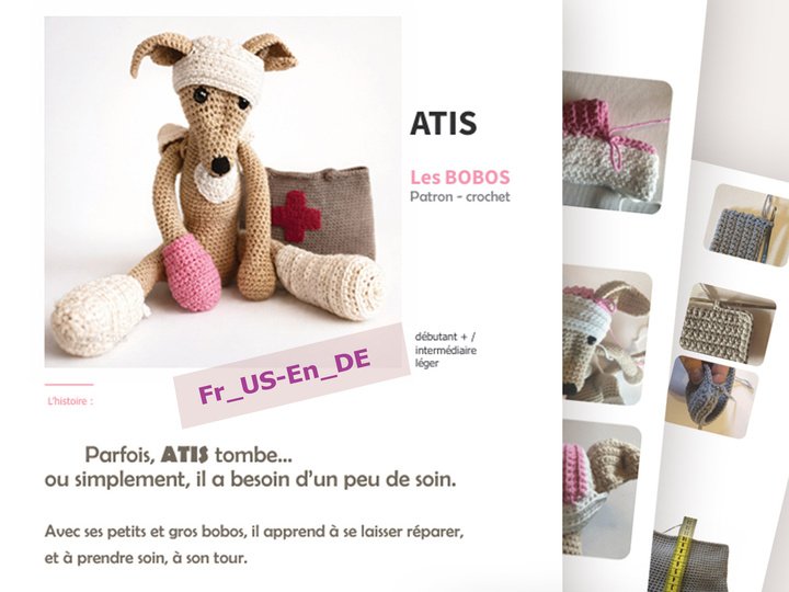 Atis – The Boo-Boos | Crochet PDF Pattern | Care Set for Atis | FR US-EN DE