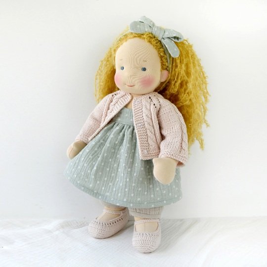 14-16"/36-40 cm Doll Cardigan & Booties. PDF knitting pattern and tutorial.