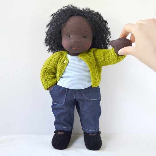 14-16"/36-40 cm Doll Cardigan & Booties. PDF knitting pattern and tutorial.