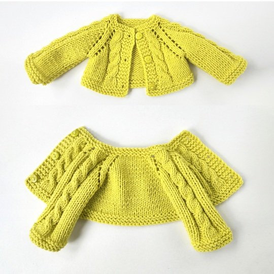 11-13’’/28-33 cm Doll Cardigan & Booties. PDF knitting pattern and tutorial