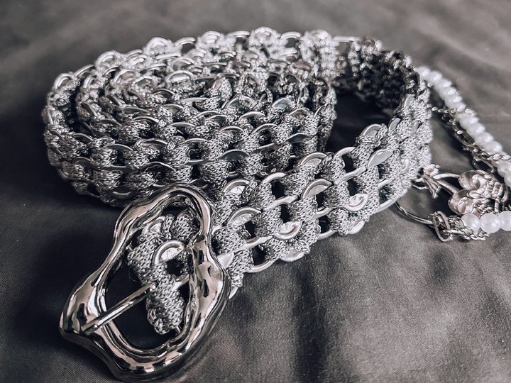 Crochet pattern silver pop tabs Y2K chain belt PDF and video