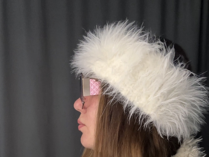 Crochet pattern fluffy fur winter women headband PDF and video