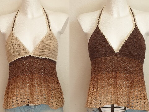 Häkelanleitung Boho-Bralette: Reversibles Wendetop mit A-Linien-Schößchen
