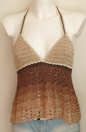 Häkelanleitung Boho-Bralette: Reversibles Wendetop mit A-Linien-Schößchen
