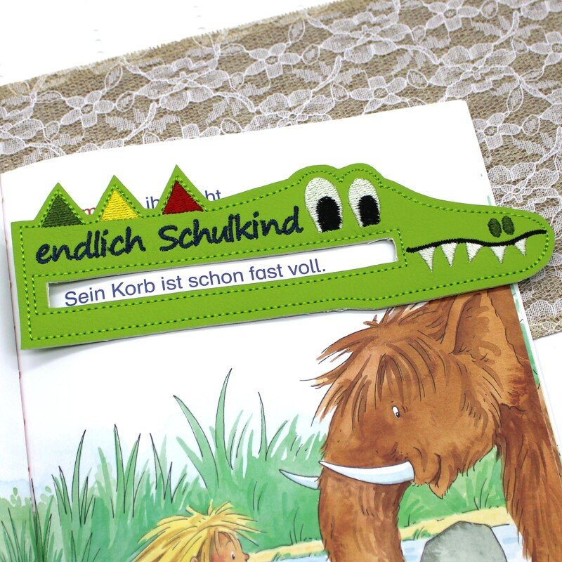 Stickdatei ITH Lesehilfe Einschulung Krokodil - Bild 2
