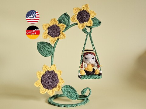 Häkelanleitung Sonja Sonnenblume Blumenkind mit Schaukel PDF
