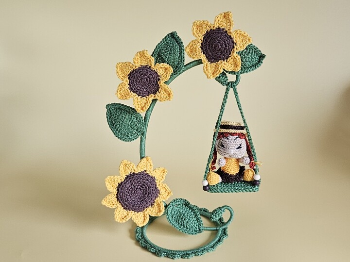Häkelanleitung Sonja Sonnenblume Blumenkind mit Schaukel PDF
