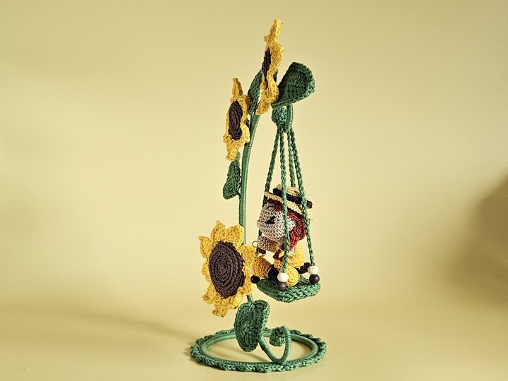Häkelanleitung Sonja Sonnenblume Blumenkind mit Schaukel PDF