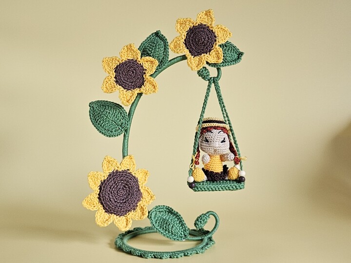 Häkelanleitung Sonja Sonnenblume Blumenkind mit Schaukel PDF