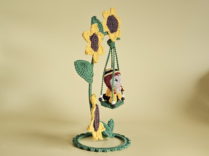 Häkelanleitung Sonja Sonnenblume Blumenkind mit Schaukel PDF