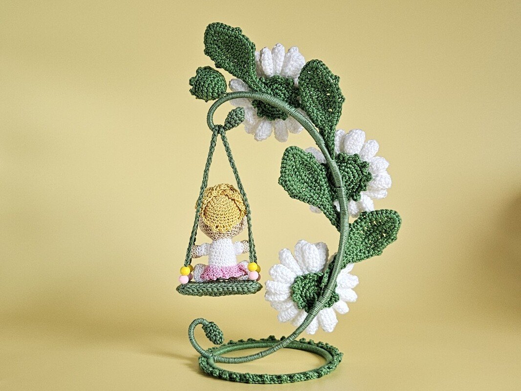 Häkelanleitung Gertie Gänseblümchen Blumenkind mit Blumenschaukel PDF - Bild 3