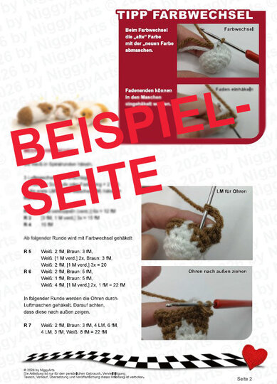 Mini-Meerschweinchen ohne Zusammennähen - Häkelanleitung von NiggyArts