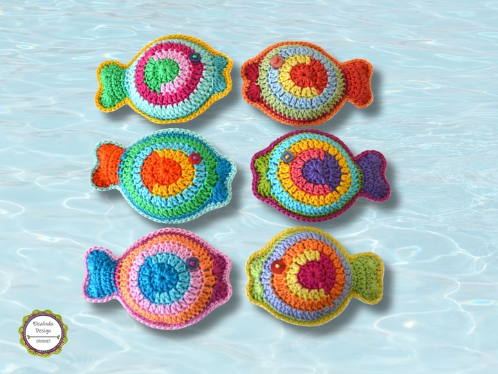 Crochet Pattern Funny Fishes, 3-dimensional fish, easy tutorial