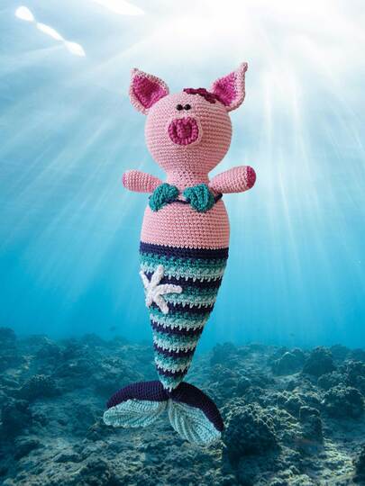 Mer-Piggy crochet pattern for a little Mermaid Pig of the Sea