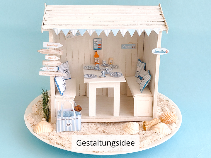 Maritime Kissen & Schilder – Bastelbogen für Miniaturen (1:12)