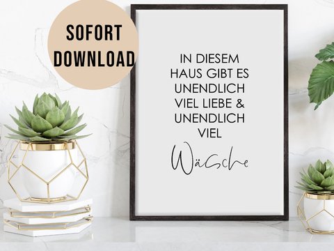 Poster UNENDLICH viel WÄSCHE Badezimmer Wandbild Download Digitale Datei