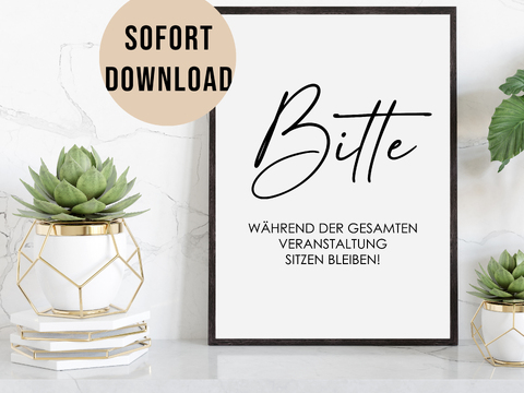 Poster BITTE SITZEN bleiben Badezimmer Wandbild Download Digitale Datei