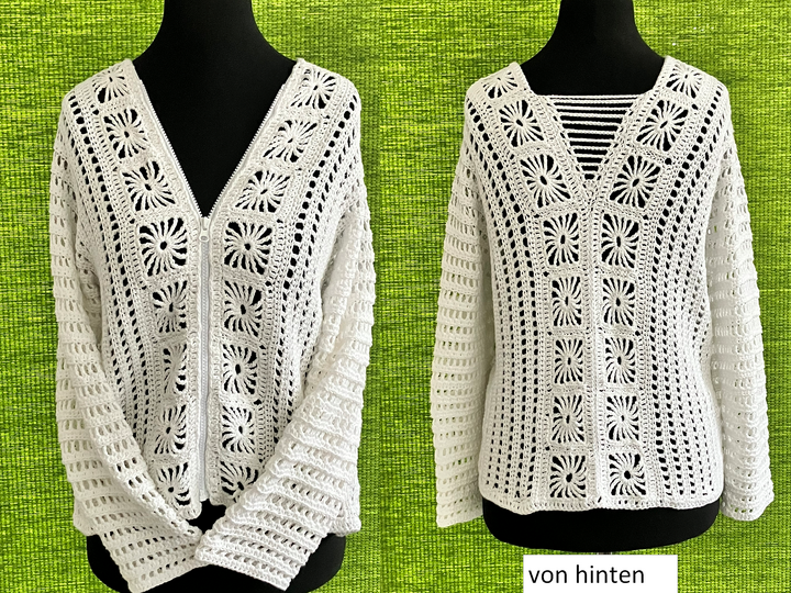 Jacke mit Reißverschluss bis ganz nach oben -Häkelanleitung