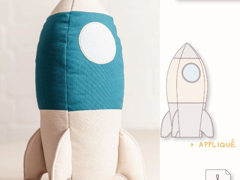 Fabric Rocket Sewing Pattern - 30 x 18 cm