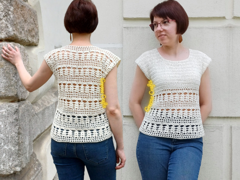 Crochet Pattern: "Summer Breeze" Lace Top, Women's Tank Top, Sizes XS-3XL