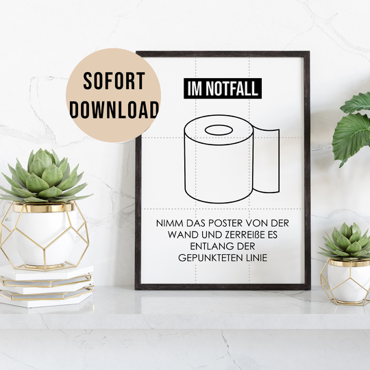 Poster NOTFALL Toilette Badezimmer Wandbild Download Digitale Datei