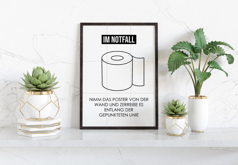 Poster NOTFALL Toilette Badezimmer Wandbild Download Digitale Datei