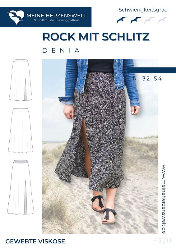 Rock mit Schlitz für Damen – Schnittmuster Gr. 32-52 - Denia #170