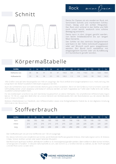 Rock mit Schlitz für Damen – Schnittmuster Gr. 32-52 - Denia #170