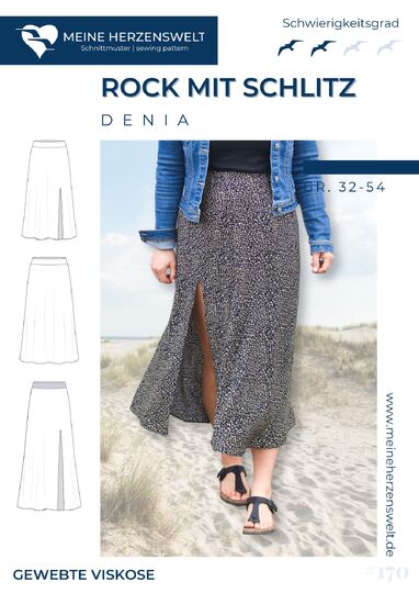 Rock mit Schlitz für Damen – Schnittmuster Gr. 32-52 - Denia #170