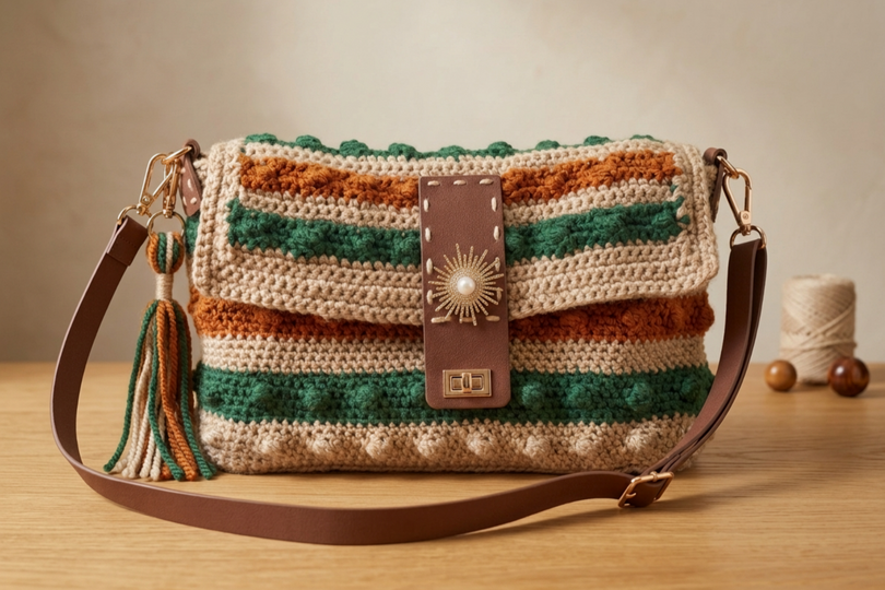 Boho-Struktur-Tasche – Stilvolle Umhängetasche (Häkelanleitung)