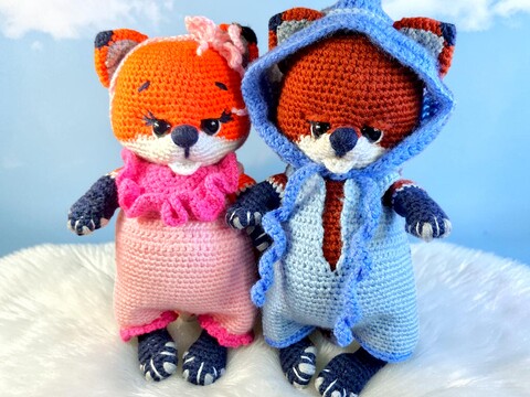 Crochet Fox Doll Amigurumi Pattern PDF, Woodland Fox Couple, Dress Up Doll